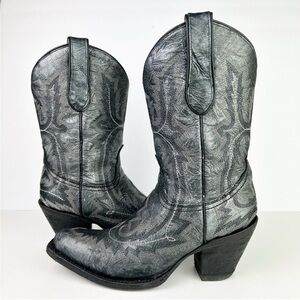 Corral Gunmetal Black Gray Silver Metallic Midcalf Leather Western Cowgirl Boot